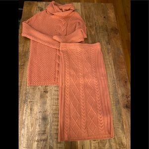 Eva Mendes Baby Pink Sweater and Skirt Set